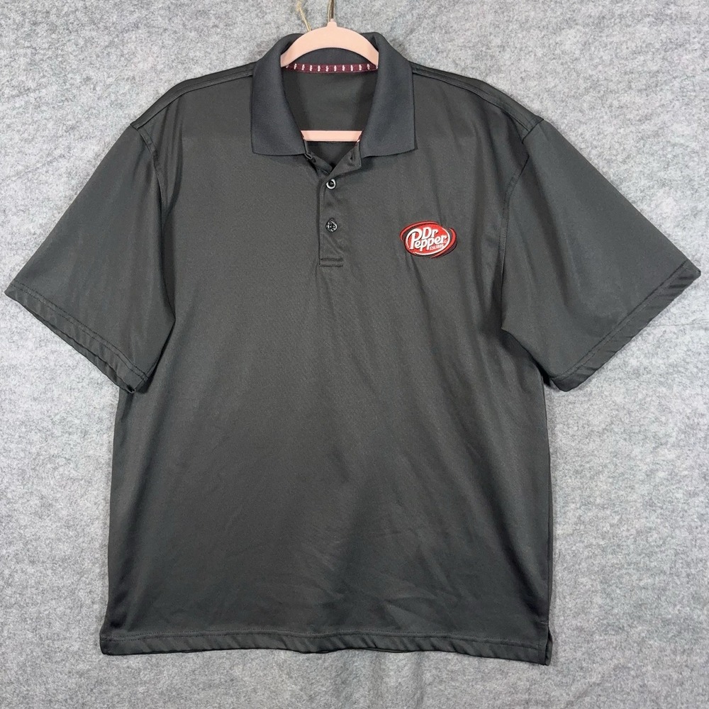 Dr Pepper Polo Short Mens Sz L Gray Logo Lightweight Workwear